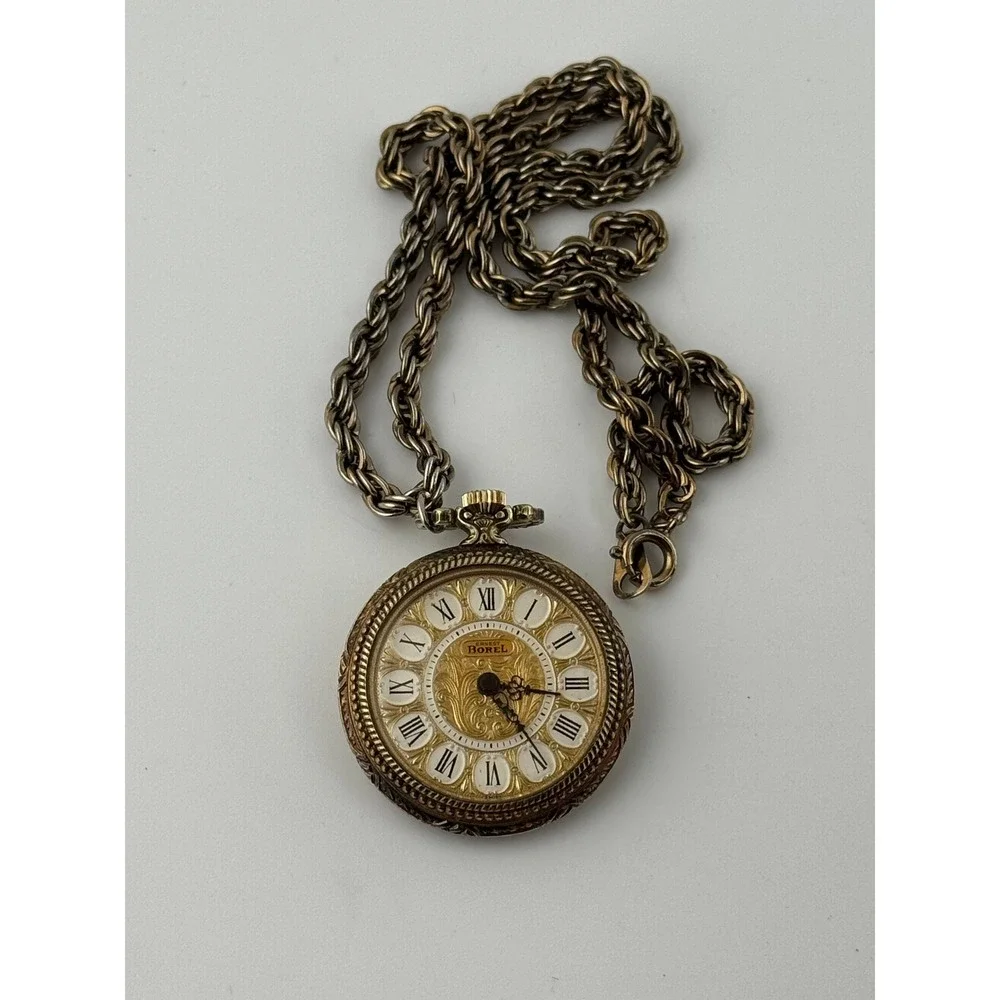 Ernest Borel Synchron 31 Swiss 17 Jewel Mechanical Pendant Watch 32mm Vintage